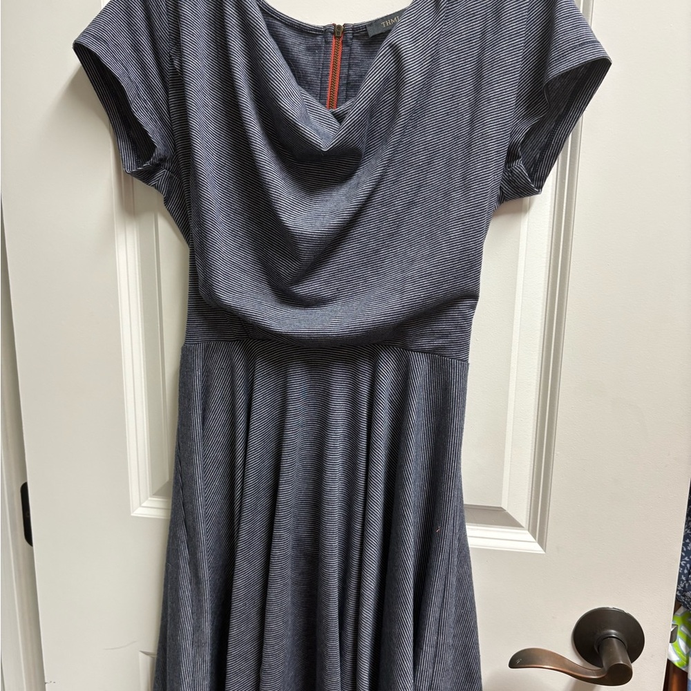 THML Grayish Blue Cowl Neck Short Sleeve Midi Dress NWOT
